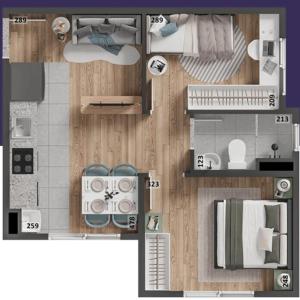 a floor plan of a room with at Casa 72 m2 Litoral perto praias in Guaratuba