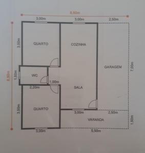 a floor plan of a house at Casa 72 m2 Litoral perto praias in Guaratuba