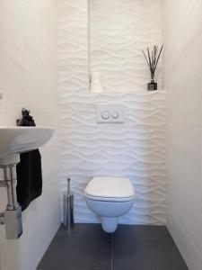 a bathroom with a toilet and a sink at Chata Nola Slapy in Křečovice +23 photos