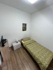 a bedroom with a bed and a tv in it at Apartment mitten in Würzburg-Heidingsfeld in Würzburg