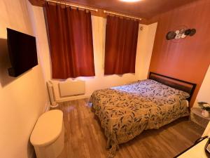 a small bedroom with a bed and a television at Studio Zen - Paris à 5mn in Alfortville