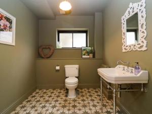 a bathroom with a toilet and a sink at Old Cottage Hospital Annexe in Burford +17 photos