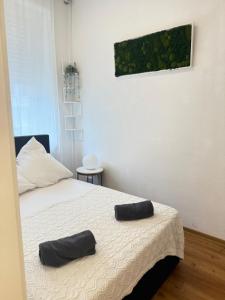 Ένα ή περισσότερα κρεβάτια σε δωμάτιο στο City apartment with private parking