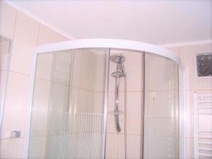 eine Dusche mit Duschkopf in einem Badezimmer in der Unterkunft Spark Apartment in Budapest