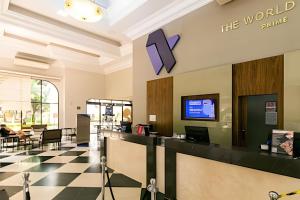 a check in counter at the world pain clinic at #TW1301 | ZER01 Suítes |Flat em Hotel Vila Olimpia in Sao Paulo +70 photos