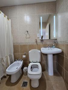 a bathroom with a toilet and a sink at Hermoso Departamento Centrico in Corrientes +18 photos
