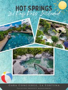 a collage of photos of a resort with a pool at Casa Gamboa, La Fortuna in Fortuna