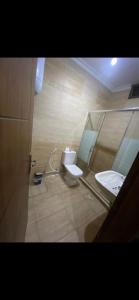 a bathroom with a toilet and a sink at sahari-2 in Amman +2 photos