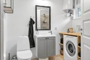 een badkamer met wastafel en wasmachine bij LF10318-Hurup-Thy-Sortmejsevej-2 in Sønder Ydby +18 foto's