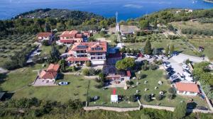 an aerial view of a house on a hill at Apartment Beli Kriz in Piran