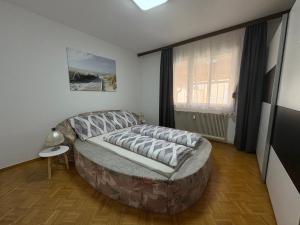 a bedroom with a large bed in a room at Ferienwohnung- Südsteirischer Traum in Wagendorf