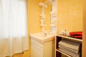 a bathroom with a sink and a mirror at Sunflower Hotel 703, Osaka, Namba & Shinsaibashi in Osaka