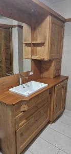 a bathroom with a sink and a mirror at La Casa della Nonna in San Vito di Cadore