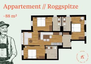 a floor plan of the apartment iii rosseria at FRANZ alpine living - Apartments in Sankt Anton am Arlberg