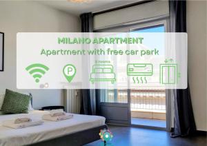 a sign that says millland apartment apartment with free car park at Milano Apartment in Trieste