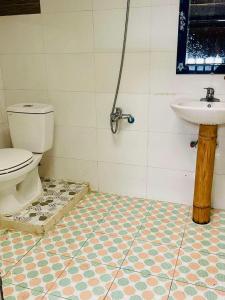 a bathroom with a toilet and a sink at Eco green Homestay in Sa Pa