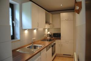 Cuisine ou kitchenette dans l'établissement Ferienhaus Wieselweg im Feriendorf Reichenbach 16