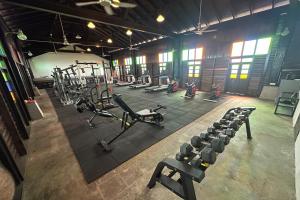 an overhead view of a gym with exercise equipment at Villa D'Acqua in Masjid Tanah