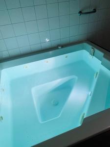 e bagno con vasca e luce blu di Les 3 balcons du Mont Joly a Les Contamines-Montjoie
