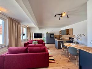 Μια τηλεόραση ή/και κέντρο ψυχαγωγίας στο SuperHosts PARKPLATZ - Zentrum - TERRASSE - King-Bett - NETFLIX