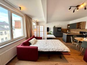 Η κουζίνα ή μικρή κουζίνα στο SuperHosts PARKPLATZ - Zentrum - TERRASSE - King-Bett - NETFLIX