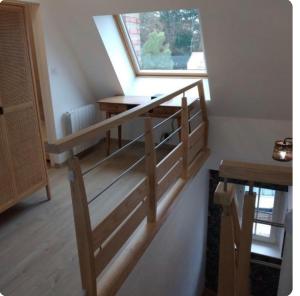 a room with two bunk beds and a window at VILLA 1900 Bord de mer piscine SPA Nordique in Saint-Brevin-les-Pins