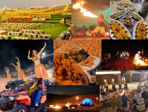 Open Sky Overnight Campsite in Desert Safari Buffet BBQ Entertainments Drinks Bone Fire 4x4 Dune Bashing