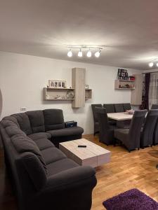 a living room with a couch and a table at Apartament cu o cameră și living in Alba Iulia