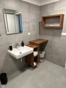 a bathroom with a sink and a mirror at Apartment SKY in Dolní Morava +25 photos