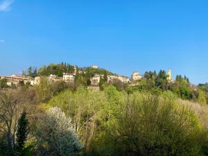 eine Stadt auf einem Hügel mit Bäumen in der Unterkunft Camera Canova in Asolo