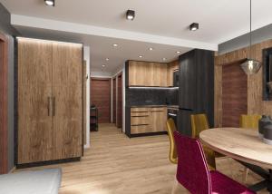 Kuchyň nebo kuchyňský kout v ubytování Astellina hotel-apart