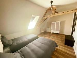 a bedroom with a bed and a skylight at Gîte paisible 2 chambres près de Tours et Amboise - FR-1-381-628 in Azay-sur-Cher