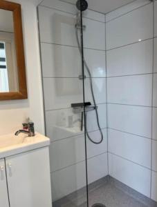 a shower with a hose in a bathroom at AE231-Marstal-Ny-Mollergade-2-A in Marstal