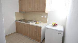 A kitchen or kitchenette at Ampelos apartment and studios