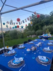niebieski stół przygotowany na przyjęcie urodzinowe w obiekcie Villa Olivetta w mieście Città di Castello +82 zdjęcia