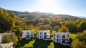 an aerial view of a house with mountains in the background at Düzce Derdin Termal Resort & Spa in Duzce