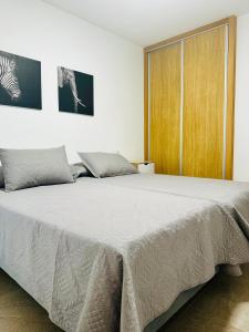 a bedroom with a large bed and a wooden door at VUT La Ermita in Arenas de San Pedro +1 photo