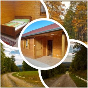 a collage of photos of a house on a dirt road at Barangoló vendégház in Bárdudvarnok