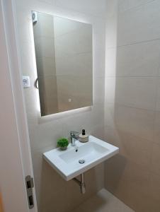 a bathroom with a sink and a mirror at Apartman ANATEO in Vranješ
