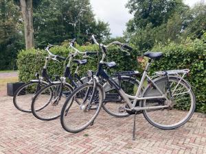 two bikes parked next to each other on a sidewalk at Oans Thuus in Ballum