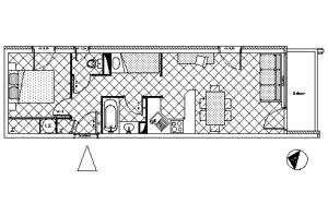 un plan d'étage d'une maison dans l'établissement Résidence Les Balcons Des Curtious - Appartement 2 pièces - 6 personnes MAE-2173, à Bessans