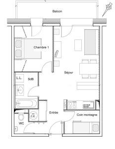 a floor plan of a house at Résidence La Bergerie - Appartement 2 pièces chaleureux et bien équipé MAE-2223 in Bonneval-sur-Arc