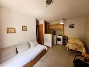 a living room with a couch and a kitchen at Résidence Belle - 2 Pièces pour 4 Personnes MAE-2353 in Lanslevillard