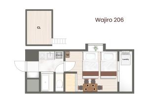 a floor plan of a studio apartment at Wajiro Good Place House in Fukuoka