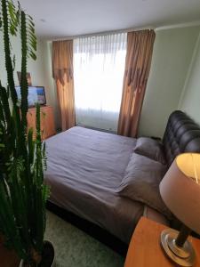 una camera da letto con un letto e una grande finestra di 2-room apartment in the house with the SEPARATE ENTRANCE & FREE parking a Riga