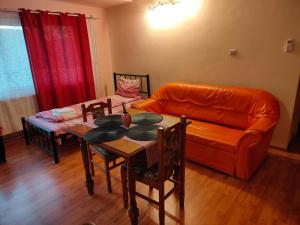 a living room with a couch and a table at Apartament S&F in Dej