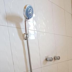 a shower with a blow dryer in a bathroom at Kilimanjaro Budget Lodge in Msaranga