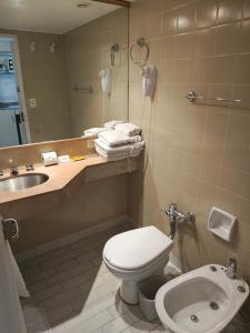 a bathroom with a toilet and a sink and a mirror at Tango BA 2 in Buenos Aires