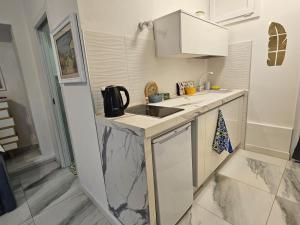 una cocina con fregadero y encimera en Sea & Sun, en La Spezia