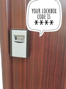 a lock code on a door with a thought bubble at Centru Vechi Brasov in Braşov